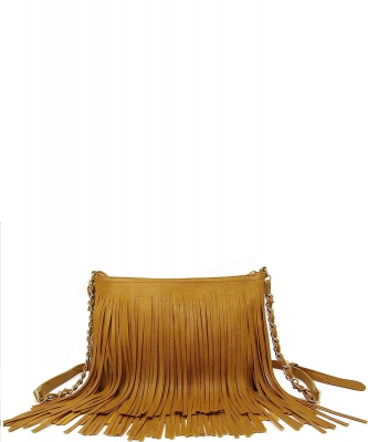 Fringed Shoulder Bag Tassel Cross Body E031 MUSTARD
